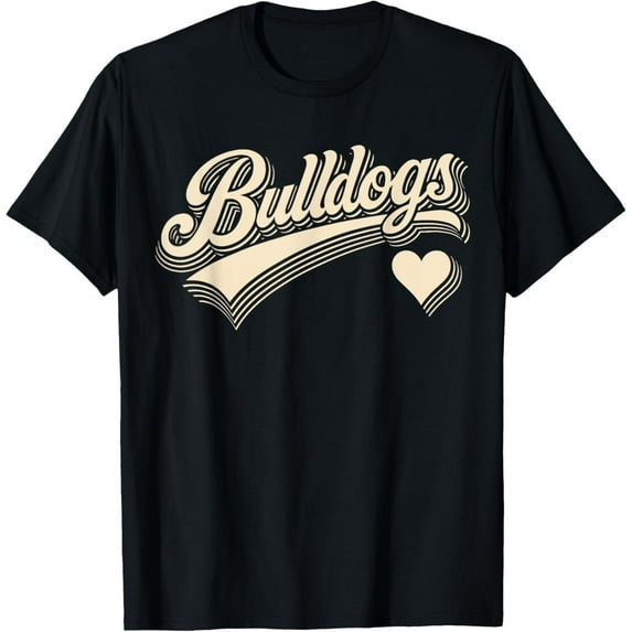 Velto Retro Bulldogs Vintage Heart Design Gift For Men Women T-Shirt All Size S-5XL