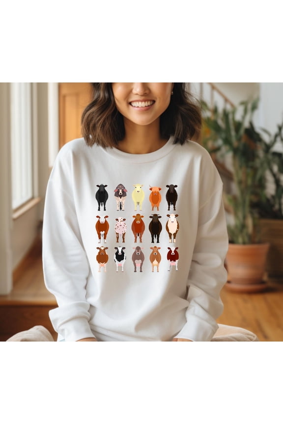 Retro Cows Sweatshirt, Cow Sweater, Cow Sweatshirt, Farm Lover , Cow Lover Sweatshirt, Farm Animal Sweatshirt All Size S-5XL