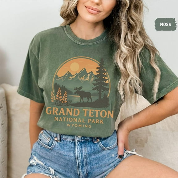 Velto Retro Gand Teton National Park T-shirt, Nature Lover Apparel, Wyoming Mountains Graphic Tee, Outdoor Adventure gift Hiking, All Size S-5XL