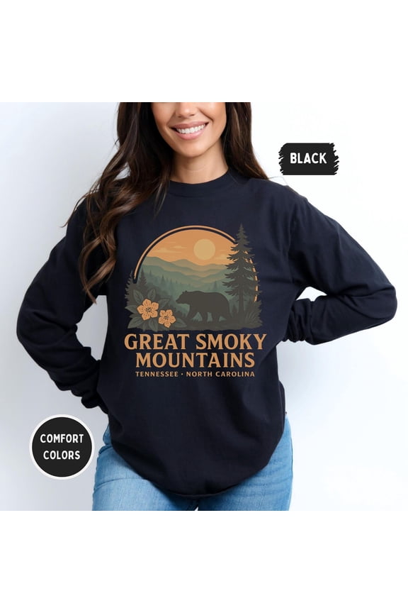 Retro Great Smoky Mountains National Park Long Sleeve T-Shirt, Tee, Vintage Style Unisex Shirt, Gift for Outdoor Enthusiasts All Size S-5XL