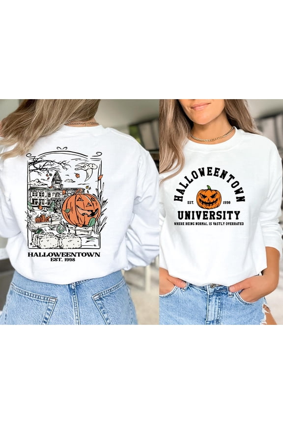 Retro Happy Holiday Back and Front Sweatshirt, Vintage Happy Holiday Crewneck Sweater, Happy Holiday Women's Sweatshirt, Happy Holiday Pumpkin Horror Shirt All Size S-5XL