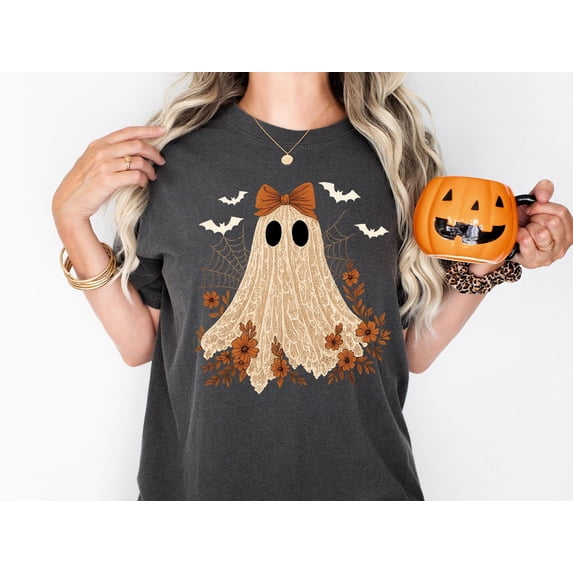 Velto Retro Holiday Graphic Tshirt Pumpkin And Black Cat Design Spooky Season Casual Fall Inspired Apparel, Full Size S-5XL