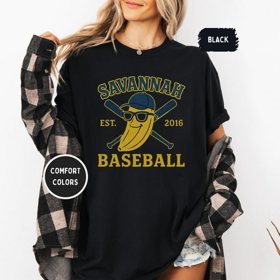 Velto Retro Savannah Baseball T-Shirt - Vintage Style Unisex Tee, Soft Cotton Shirt, Banana Sports Team Fan Apparel, Casual Top, All Size S-5XL