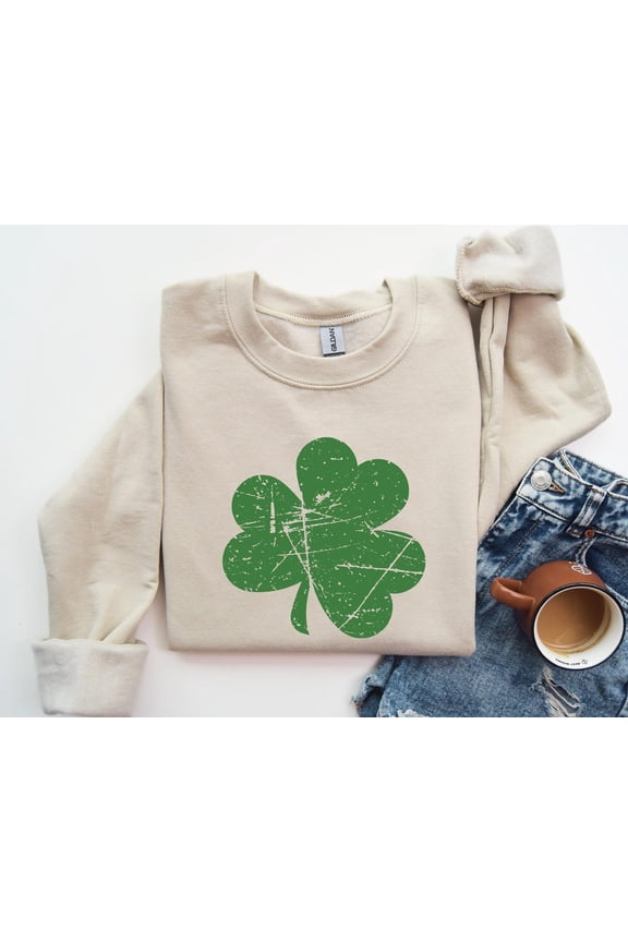 Retro Shamrock Sweatshirt, Womens Shenanigans Sweatshirt, Cute St Patricks Day Sweater, Irish Sweatshirt, Cute Irish Tee, Four Leaf Clover All Size S-3XL
