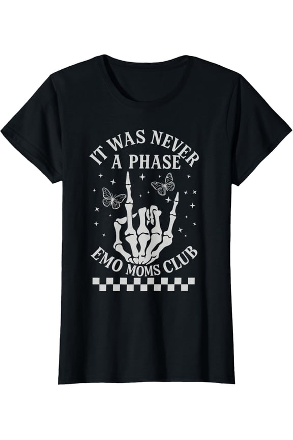 Retro Skeleton Emo Mom Club It Was Never a Phase T-Shirt All Size S-5XL