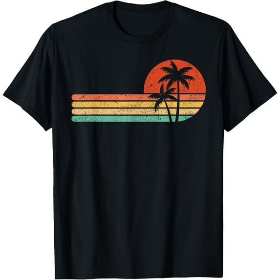 Velto Retro Style Tropical Vintage Sunset Beach Palm Unisex T-Shirt Fullsize S-5XL Shirt