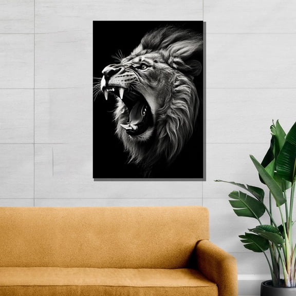 Velto Roaring Lion Canvas, Animal Wall Art, Jungle King Roar Portrait, Bold Wildlife Decor For Living Room, Lion Canvas, Perfect Gift Canvas, 12x18 UNFRAMED