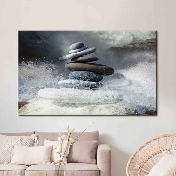 Velto Rocks And Water Pictures, Motivation Canvas Art, Inspirational Canvas, Workplace Art, Meditation, Success Wall Decor, 16x24 UNFRAMED