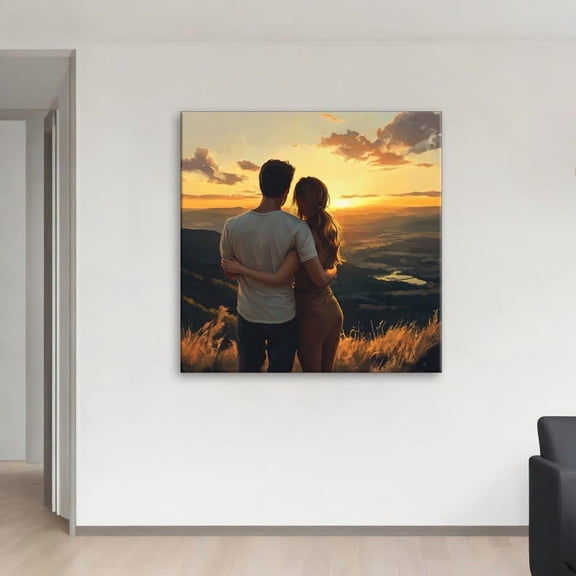 Velto Romantic Sunset Couple Canvas - Perfect Valentine’S Day Gift - Scenic Love Wall Art For Home And Bedroom Canvas, 16x24 UNFRAMED