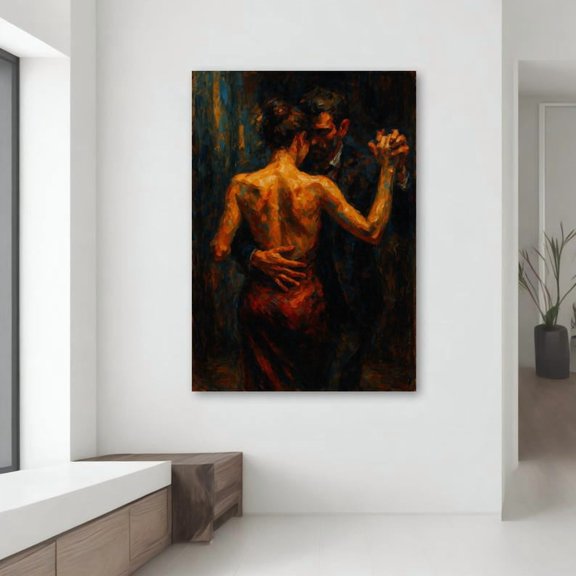 Velto Romantic Tango Canvas - Couple Dance Art - Intimate Wall Decor - Perfect Gift For Lovers And Dance Enthusiasts Canvas, 16x24 UNFRAMED