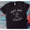 thumbnail image 1 of Velto Runs With Scissors, Black Unisex Short Sleeve T-shirt All Size S-5XL, 1 of 5