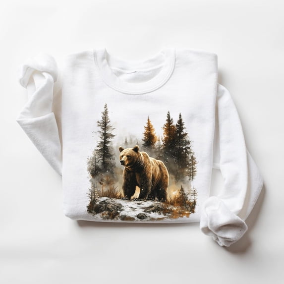 Velto Rustic Bear Sweatshirt: Wildlife Forest Crewneck, Nature Lover Gift All Size S-5XL