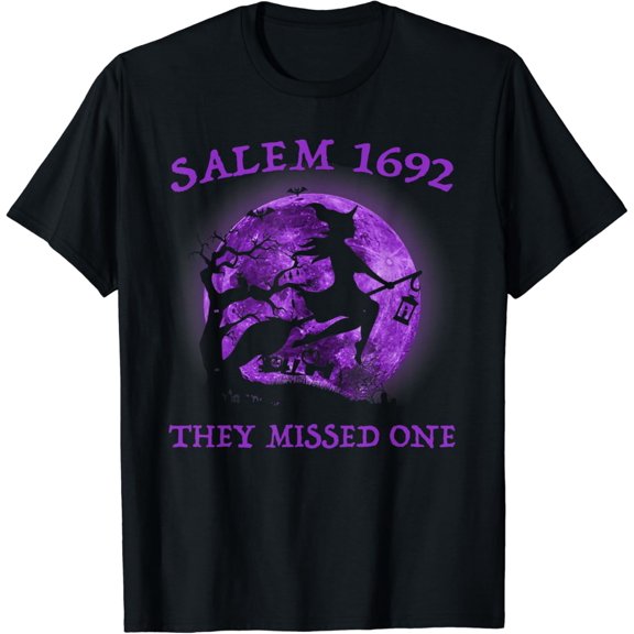 Velto Salem 1692 They Missed One Witch Riding Broom T-Shirt All Size S-5XL