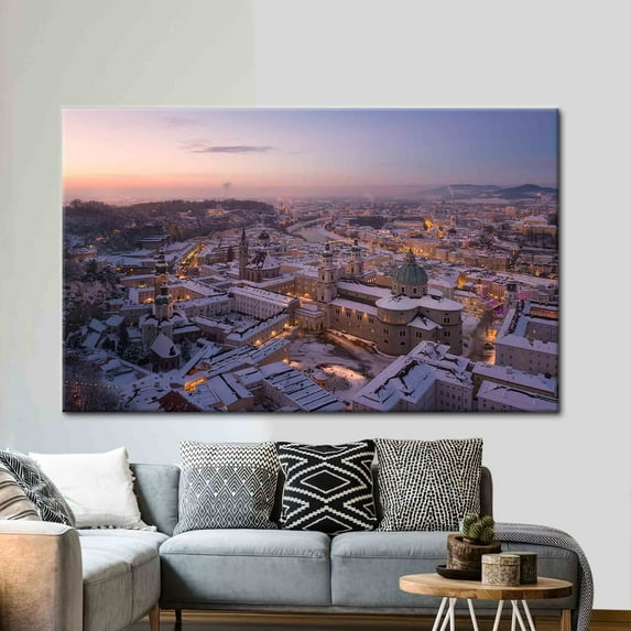 Velto Salzburg Photo Print, Salzburg Winter Canvas Art, Winter Cityscape Wall Decor, Austria Landscape Canvas Art, Salzburg Photographs Wall Decor Canvas, 8x10 UNFRAMED