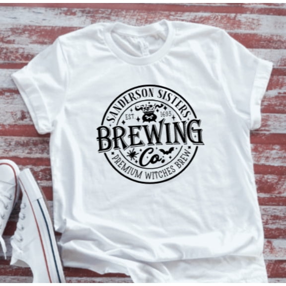 Velto Sanderson Sisters Brewing Co, Witches Brew, White Unisex Short Sleeve T-shirt All Size S-5XL