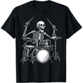 thumbnail image 1 of Velto Skeleton Drummer Drums T-Shirt All Size S-5XL, 1 of 5