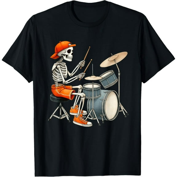 Velto Skeleton Drums Costume Drummer Men Boys T-Shirt All Size S-5XL