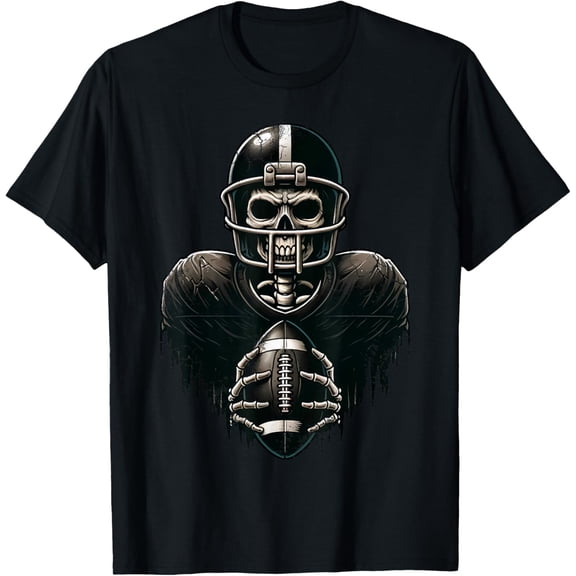 Velto Skeleton Football Player Spooky Sports Graphic T-Shirt All Size S-5XL