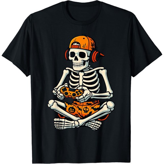 Velto Skeleton Gamer Headphone Gaming Boys T-Shirt All Size S-5XL