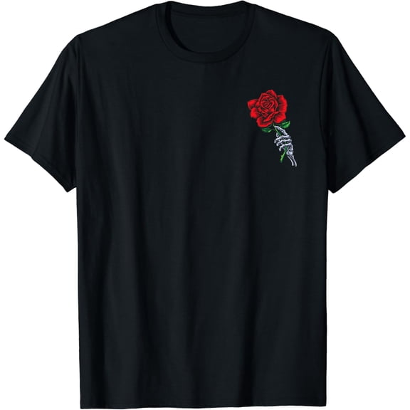 Velto Skeleton Hand Holding Rose | Aesthetic Red Flower T-Shirt All Size S-5XL