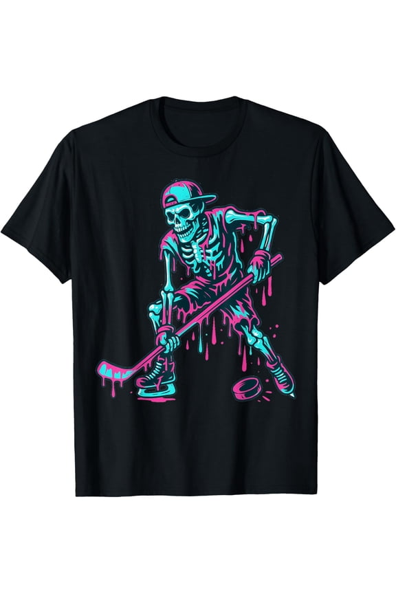 Skeleton Hockey Drip Boys Ice Cream Drip Boys Hockey T-Shirt All Size S-5XL