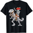 thumbnail image 1 of Velto Skeleton Pirate Riding Skeleton Dinosaur T-Shirt All Size S-5XL, 1 of 5