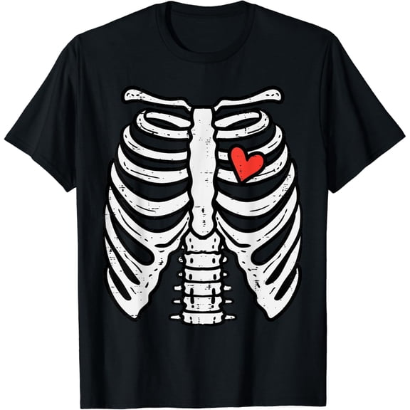 Velto Skeleton Rib Cage Heart Costume Men Women T-Shirt All Size S-5XL