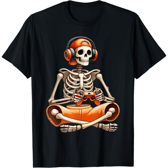 Velto Skeleton Video Game Gaming Gamer Boys Men T-Shirt All Size S-5XL