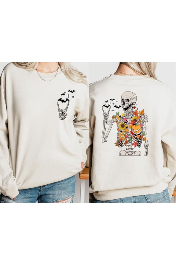 Skull Happy Holiday Sweatshirt, Skeleton Hand Sweater ,Happy Holiday Skeleton Sweatshirt, Happy Holiday Party Sweater,Spooky Season ,Bats Crewneck All Size S-5XL