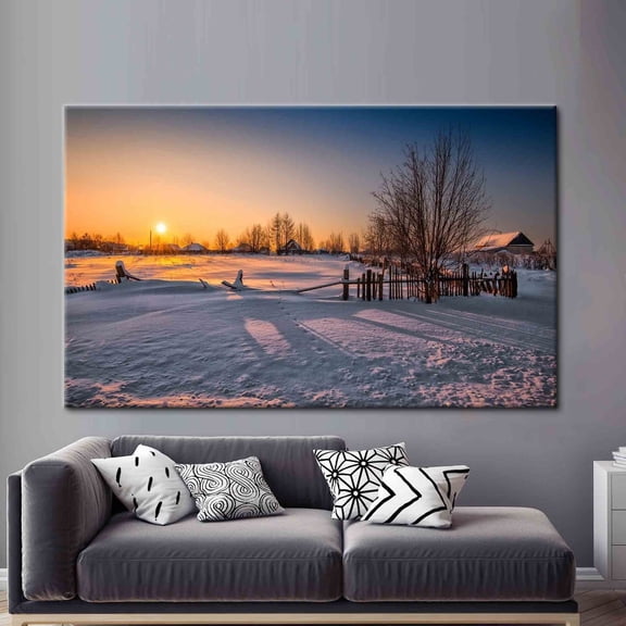Velto Snow Landscape Canvas Art, Nature View Canvas Art, Winter Canvas, Winter Landscape Wall Decor, Sunshine Canvas, Nature, 12x18 UNFRAMED