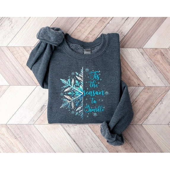 Velto Snowflake Tis the Season Winter Happy Holidays Sweatshirt, Happy Holidays Snowflake Sweatshirt, Cozy Sweatshirt, Winter Season Sweater, Women Xmas Tee All Size S-5XL