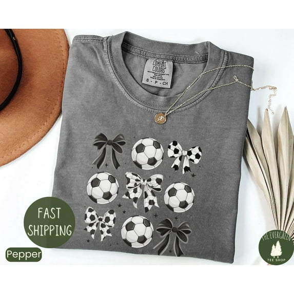 Velto Soccer Mom Graphic Tshirt Coquette Inspired Bow Design Casual Outfit Game Day Sports Fan Apparel Fullsize S-5XL Shirt