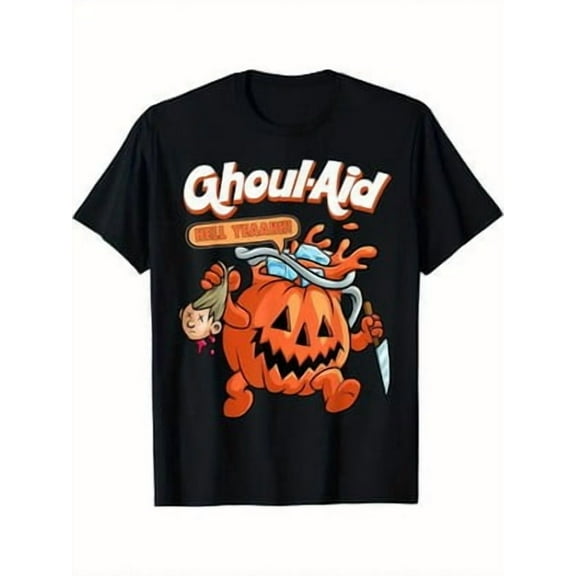 Velto Men's Happy Holiday Ghoul Aid Pumpkin Graphic T-Shirt - 100% Cotton Short Sleeve Cre All Size S-5XL
