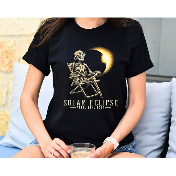 Velto Solar Eclipse April 8 2024 Shirt, Skeleton Shirt, Astronomy Lover Gift, Eclipse Event 2024, Celestial Tee, Eclipse Event Shirt, Shirt All Size S-5XL