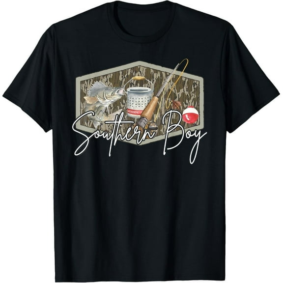 Velto Southern Boy Fishing Camouflage Old Camo Southern Vibes T-Shirt All Size S-5XL