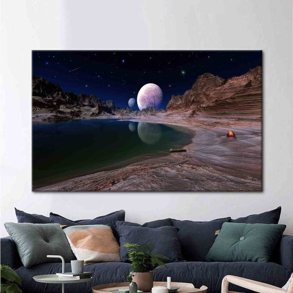 Velto Space Landscape, Landscape Wall Art, Cosmos Landscape Wall Art, View Art Canvas, Planet Landscape Wall Art, Nature Landscape Printed Canvas, 12x18 UNFRAMED