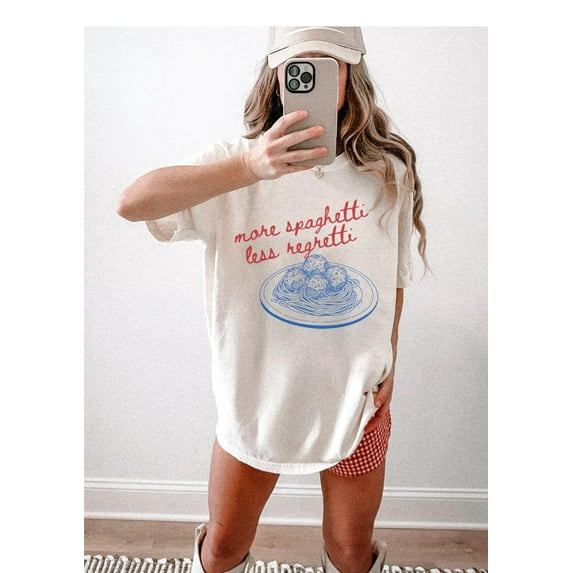 Velto Spaghetti Shirt Food Tshirt Vintage Inspired Graphic Tee Gift for Foodie Italian Food Shirt for Women Pasta Lover Gift All Size S-5XL