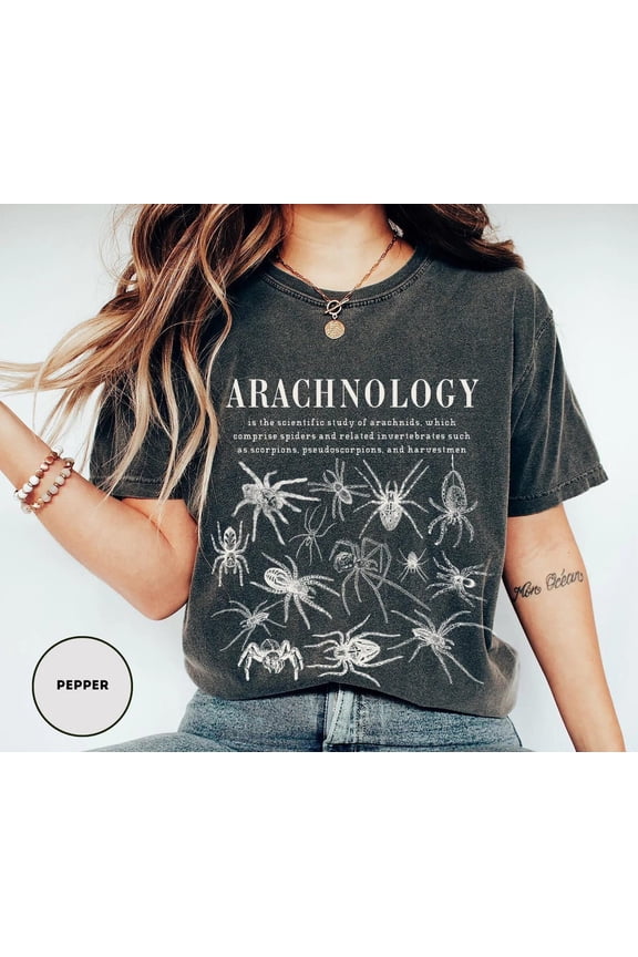Spider Graphic Tshirt Arachnology Design Gift For Bug Lovers Cottagecore Dark Academia Insect, Full Size S-5XL