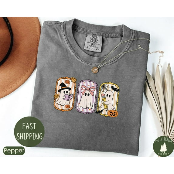 Velto Spooky Teacher Graphic Tshirt Ghost Design Fall Inspired Casual Outfit Holiday Classroom Appreciation Fullsize S-5XL Shirt