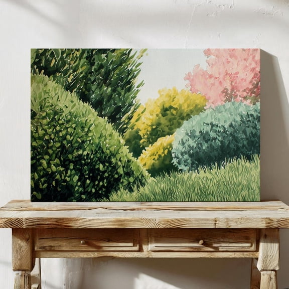 Velto Spring Garden Canvas, Botanical Landscape Wall Art, Colorful Green Nature Inspired Decor, SIZE 12x16 INCLUDE Pine Wood Frame 1.25-Inch