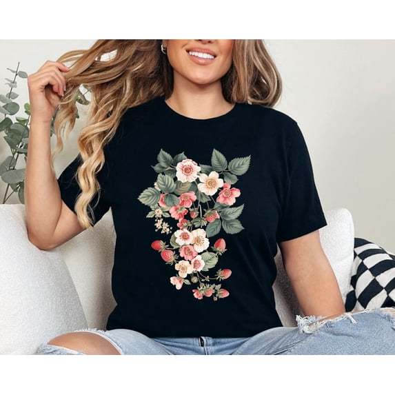 Velto Strawberry Shirt, Vintage Strawberry Shirt, Vegan Shirt, Farm Fruits Shirt, Vintage Women Shirt, Botanical Shirt,Gardening Shirt,Floral Tee All Size S-5XL