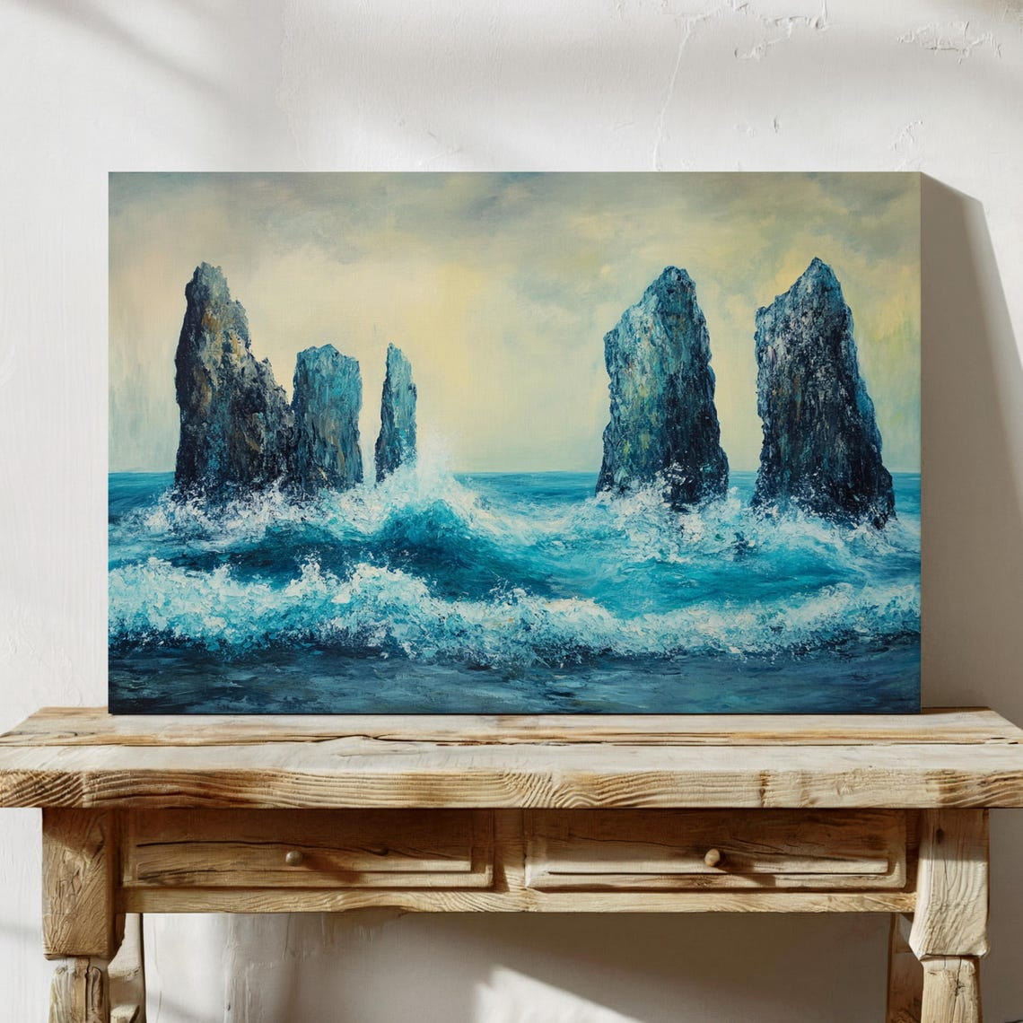 Abstract Waves Rocks Velto Stunning Seaside Landscape Of Towering Rocks And Roaring Waves ...