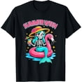 thumbnail image 1 of Velto Summerween Mermaid Skeleton Flamingo Summer Vacay T-Shirt All Size S-5XL, 1 of 5