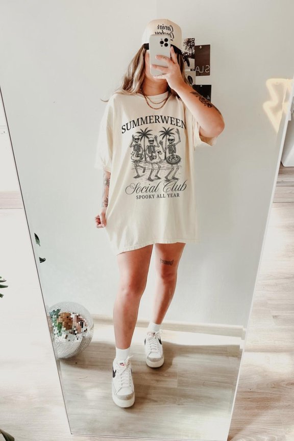 Summerween Shirt Happy Holiday Summer Shirt Skeleton Beach Tee Spooky Season Graphic Tee Social Club Shirt All Size S-5XL