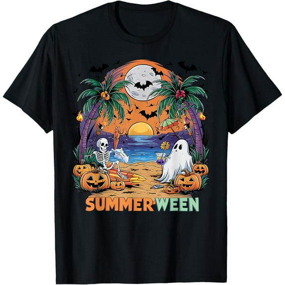 Velto Summerween Skeleton Beach Party Vibes T-Shirt All Size S-5XL