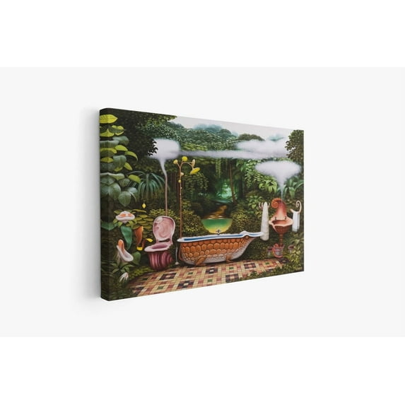 Velto Surreal Forest Bathroom Canvas - Whimsical Fantasy Art - Unique Wall Art Gift For Nature Lovers Canvas, 12x16 UNFRAMED