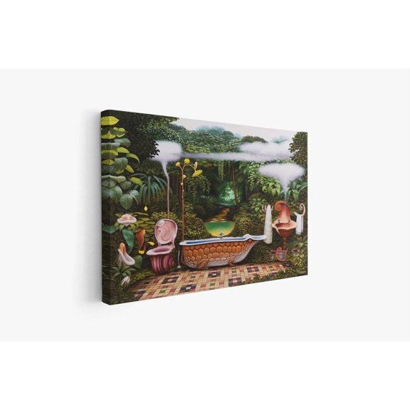 Velto Surreal Forest Bathroom Canvas - Whimsical Fantasy Art - Unique Wall Art Gift For Nature Lovers Canvas, 8x10 UNFRAMED
