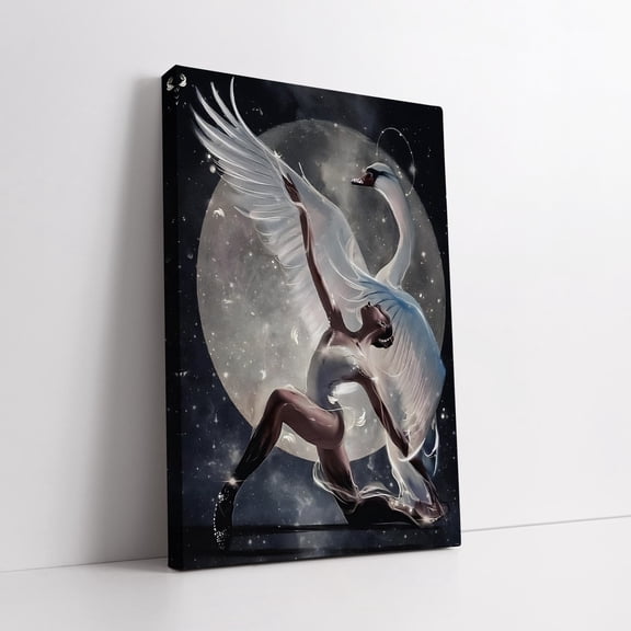 Velto Swan In The Moonlight Canvas Art – Romantic Ballerina & Swan Wall Decor For Valentine'S Day Canvas, 8x10 UNFRAMED