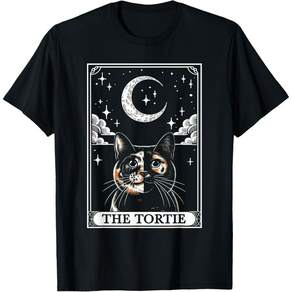 Velto Tarot Card Vintage Crescent Moon Tortie Cat Mom Cat Lovers T-Shirt All Size S-5XL