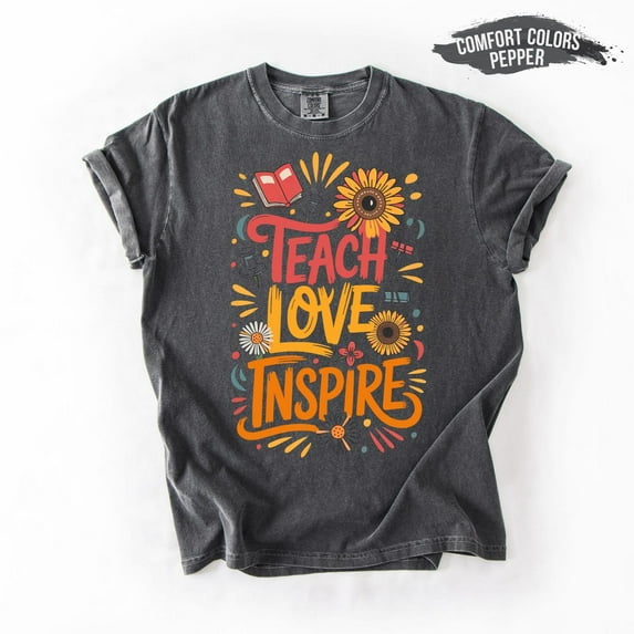 Velto Teach Love Inspire Shirt, Boho Teacher Floral Shirt, Retro Teacher Shirt, Teacher Gift, Teacher Shirt, Back to School Shirt All Size S-5XL